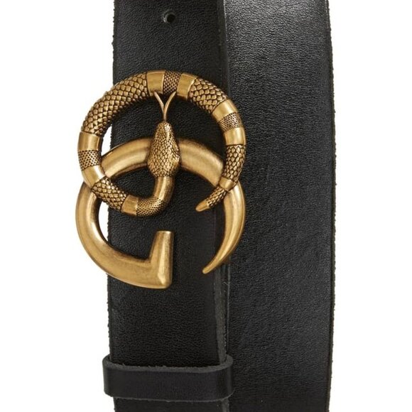 Gucci GG Marmont Snake Buckle Black Leather Belt Size 85 Men’s or Women’s main image 5